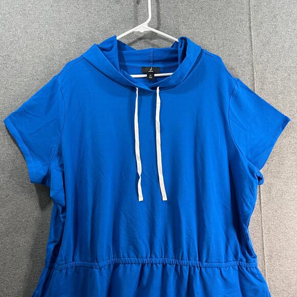 J Jason Wu Regular French Terry Short Sleeve Hoodie Dress Sapphire Size 2X - Picture 4 of 13